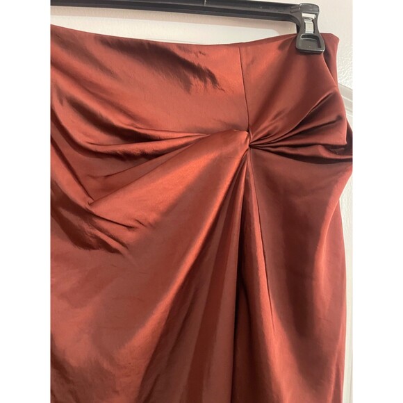 Theory Women’s Twisted Satin Midi Skirt size 6 NWT Brown Elegant Old Money - Picture 4 of 10